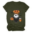 thumbnail image 4 of enyan Pumpkin Graphic Cute Ghost Tops Tee for Women Short Sleeve Casual T-Shirt Ladies October Top Comfortable Printed Shirt Fall Fall T Shirts for Women AG,S, 4 of 5