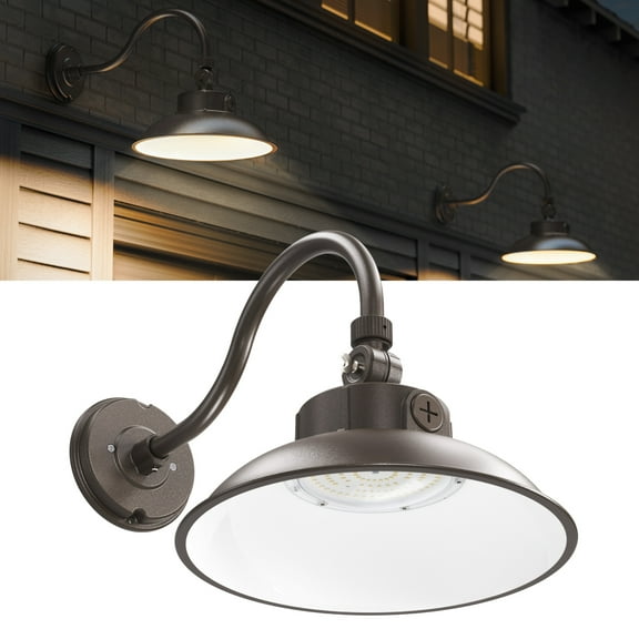 Sunco Dusk to Dawn LED Outdoor Light, Gooseneck Barn Light Outdoor, 3900 LM, Selectable Features, 30W/40W/50W, 3000K/4000K/5000K, Photocell On/Off, Dimmable (0-10V), Wet Rated UL/DLC.