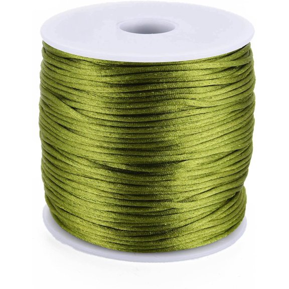 Nylon Thread Rattail Satin Cord Olive Drab about 1mm about 76.55 yards(70m)/roll