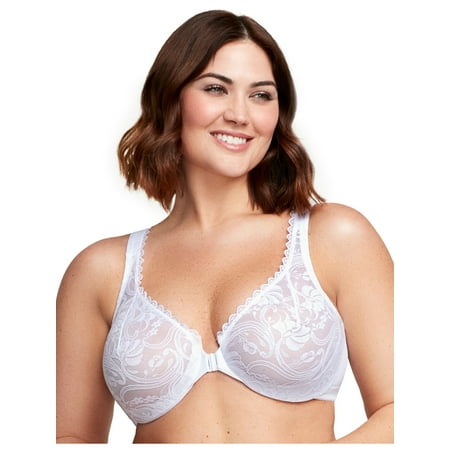 

Glamorise Full Figure Plus Size WonderWire Front-Closure Stretch Lace Bra Underwire #9245