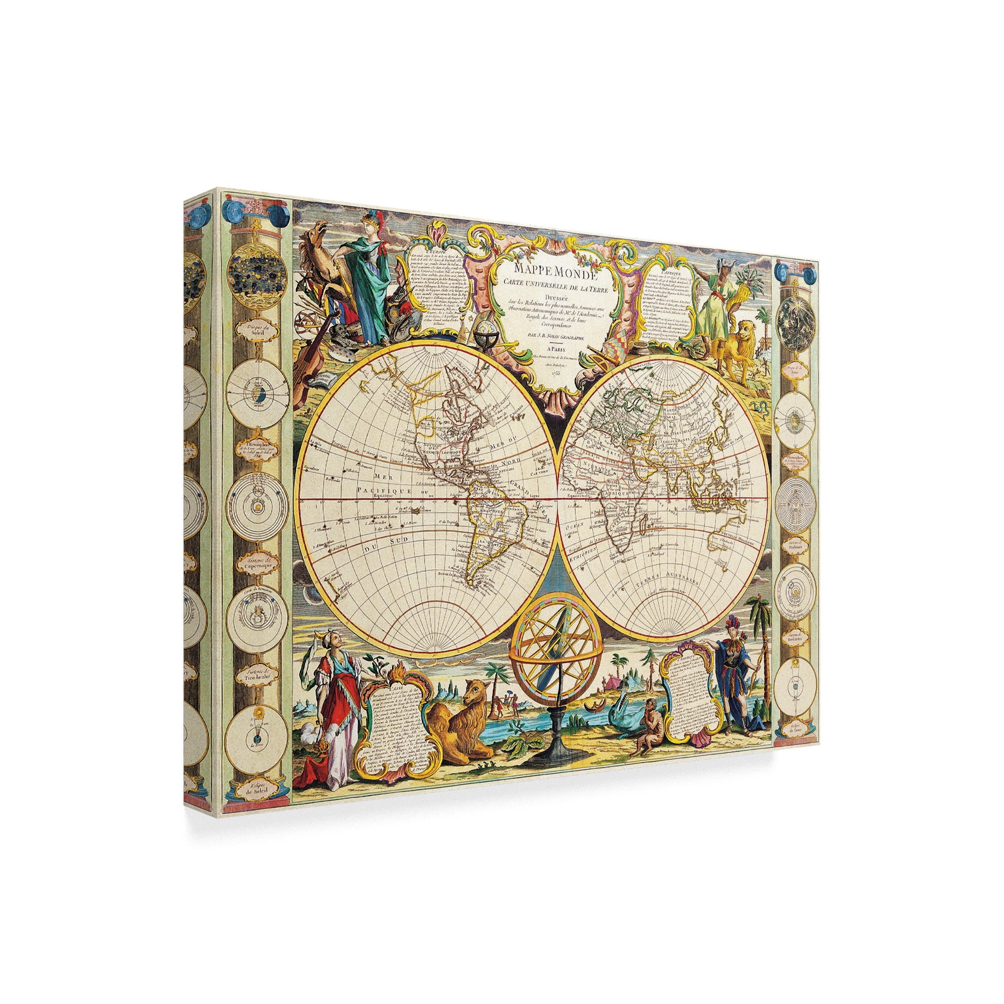 Trademark Fine Art 'French Map Of The World 1755' Canvas Art by Vintage Lavoie