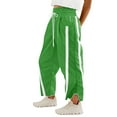 thumbnail image 3 of Women'S Baggy Wide Leg Pants Casual Drawstring Elastic Waisted Contrast Color Workout Y2K Track Pants Green L, 3 of 8