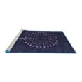 thumbnail image 2 of Ahgly Company Machine Washable Indoor Square Abstract Blue Contemporary Area Rugs, 5' Square, 2 of 4
