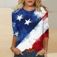 thumbnail image 2 of jjayotai 4th of July Shirts Women 3/4 Sleeve Crewneck Cute Shirts Casual Print Three Quarter Length T Shirt, 2 of 6