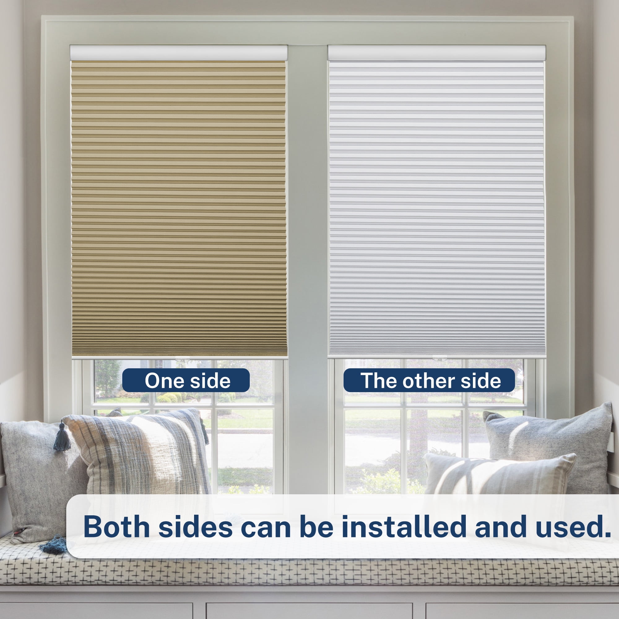 Keego Cordless Cellular Shade for Windows Insulated Mini Blinds for Room Darkening Blackout Brown, 40"W x 60"H