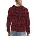 thumbnail image 7 of Fotbe Red Skulls With Crossbones Pattern Womens Long Sleeve Hoodie, Pullover Hooded Sweatshirt, Kangaroo Pocket Hoodie with Eye-catching Drawstrings-Small, 7 of 7