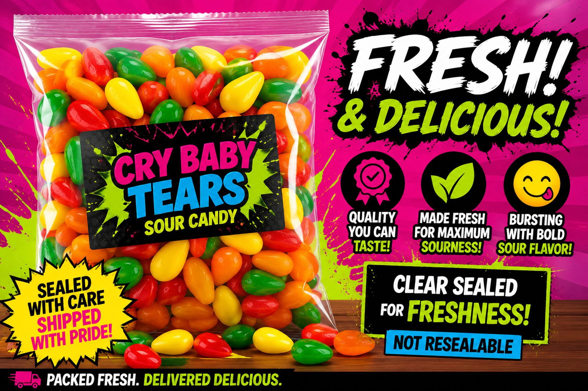 Concord Cry Baby Tears Sour Candy 2 lb Bulk Bag Tangy Hard Candy