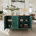 thumbnail image 2 of HLR 47.8" Accent Cabinet with 4 Doors, Vintage Hollow Carving Buffet Cabinet, Sideboards and Buffets with Storage, Credenza for Living Room, Kitchen, Dining Room, Entryway, Hallway, Green, 2 of 7