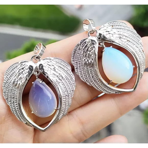 HOOUN 10pcs Opal Gems Angel Wing Pendants Pair Magic