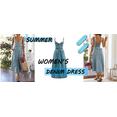 thumbnail image 6 of Stretchy Smocked Denim Dress for Women Sleeveless Babydoll Button Down Midi Long Jean Dresses, 6 of 6