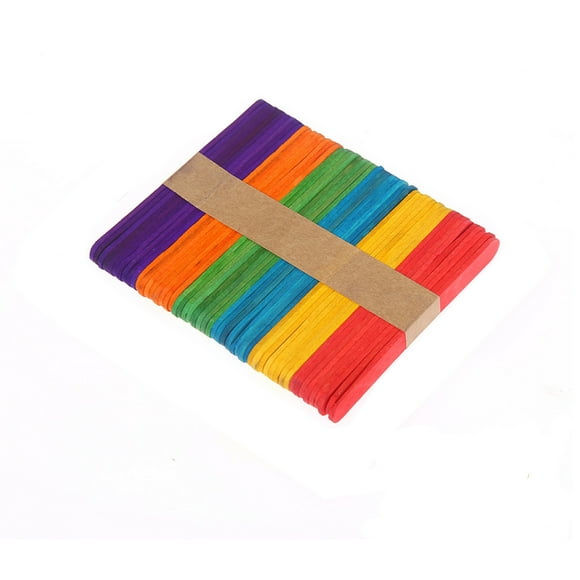 Mikilon DIY Early Education Material Wood Color Ice Cream Stick Ice Cream Stick