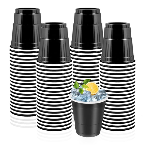 100 Pack 2 oz Plastic Shot Disposable Shot Cups, Mini 2oz Party Cups for Christmas, St Patrick's Day, Birthday, Wedding, Bachelorette Party