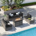 thumbnail image 2 of Clouddwell 8 Piece Patio Furniture Sets with Fire Pit Table, Outdoor Furniture Conversation Set With Coffee Table and Black Cushions, 2 of 9
