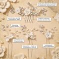 thumbnail image 4 of Miallo White Floral Hair Side Comb with 3 U-Pins, Silver Rhinestone Hair Forks for Communion, Prom & Party Hair Styling Kit, 4 of 9