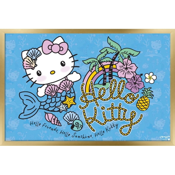 Hello Kitty: 2025 Ocean Party - Tropical Island Kitty Wall Poster, 22.375" x 34" Framed