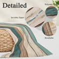 thumbnail image 6 of Farmhouse Teal Brown Throw Pillow Cover, Pillowcase Protectors with Zipper, Breathable Decorative Lumbar Pillow Case Cover, Retro Ombre Wooden Pillow Shams for Couch Sofa 16x24Inch, 6 of 8