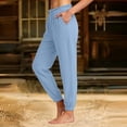 thumbnail image 5 of Summer Pants for Women Ruffle Elastic Waist Loose Fitting Lightweight Ruched Pants Casual Cinch Bottom Beach Trousers, 5 of 5