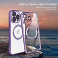 thumbnail image 3 of ShellTech Compatible with iPhone 14 Magnetic Clear Case,Luxury Plating Electroplated Transparent Shockproof MagSafe Case with Full Camera Lens Protector for Women Girl Men,Purple, 3 of 5