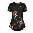 thumbnail image 3 of Fiomva Women Summer Casual Floral V Neck Short Sleeve T-Shirt, 3 of 5