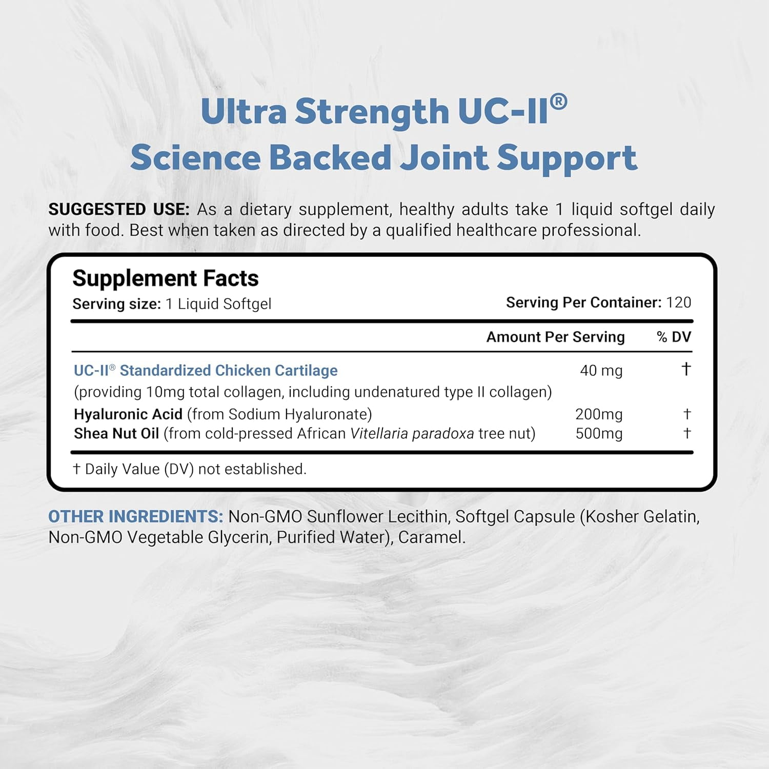 Naturalis UC-II 40 mg with Hyaluronic Acid | Enhanced Undenatured Type II Collagen for Better Joint Health | 120 Softgels
