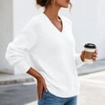 thumbnail image 6 of Liuinsasek Womens Fuzzy Sweater Fashion Casual V-Neck Oversized Long Sleeve Soft Fluffy Knit Pullover Top for Fall/Winter Lounge Outfits, 6 of 9