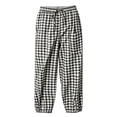 thumbnail image 6 of TEAJOPSUU Women's Plaid Cropped Pants Drawstring Elastic Waist Tapered Trousers with Pockets Gingham Casual Lounge Streetwear Black, 6 of 6