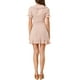 thumbnail image 3 of Vestido casual de cuadros con cuello Peter Pan y volantes para mujer Inspire Chic, XS, rosa y blanco, 3 of 6