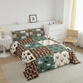 thumbnail image 2 of Farmhouse Decor,Rustic Deer Antler Quilt Full,Black Bear Comforter Set for Teens Adult,Woodland Wildlife Moose Bedding Set Checkered Buffalo Plaid Decor Patchwork Duvet Insert,Brown Green, 2 of 5