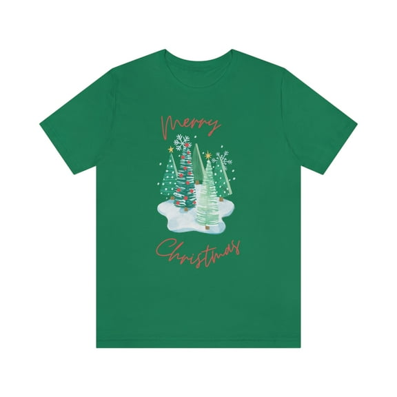 Merry Christmas Snow Trees Unisex Jersey Short Sleeve T-shirt