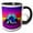 Black/White, variant on 3drose, Cool Abstract Art of a Colorful Tents, Mountains. Happy Camper Gift, 11oz Magic Transforming Mug
