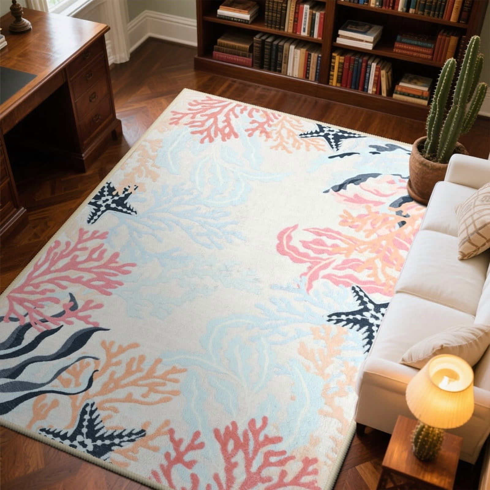 TWINNIS Area Rugs Floral Boho Rug Floor Carpet for Living Room Bedroom,2'x3',Cream White