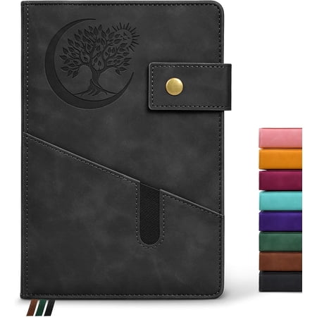 Lined Journal Notebook for Men A5 Leather Journals for Writing Women Hardcover Notebooks for Work School Note Taking Travel Business Personal daily Diary 200 Page College Ruled (5.9 x 8.4 )