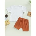 thumbnail image 4 of Wassery 2Pcs Baby Boys Summer Outfits 6 12 18 24 Months Infant Cow Letter Print Short Sleeve T-shirt and Casual Elastic Shorts Set, 4 of 8