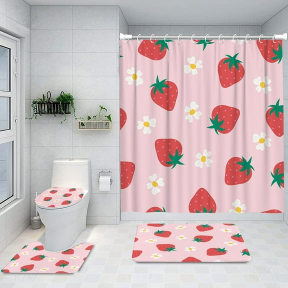 4Pcs Bathroom Shower Curtain Sets with Non-Slip Rugs, Toilet Lid Cover and Bath Mat, Abstract Pink Gold Black Marble Durable Waterproof Shower Curtain for Bathroom Set, 72x72 Inch