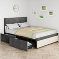 thumbnail image 4 of Eastvita Grey Linen Full - Size Bed Frame Comes with Headboard/2 Storage Drawers/Metal Slats Support/No Box Spring Needed/Noise - Free/Easy Assembly, 4 of 6