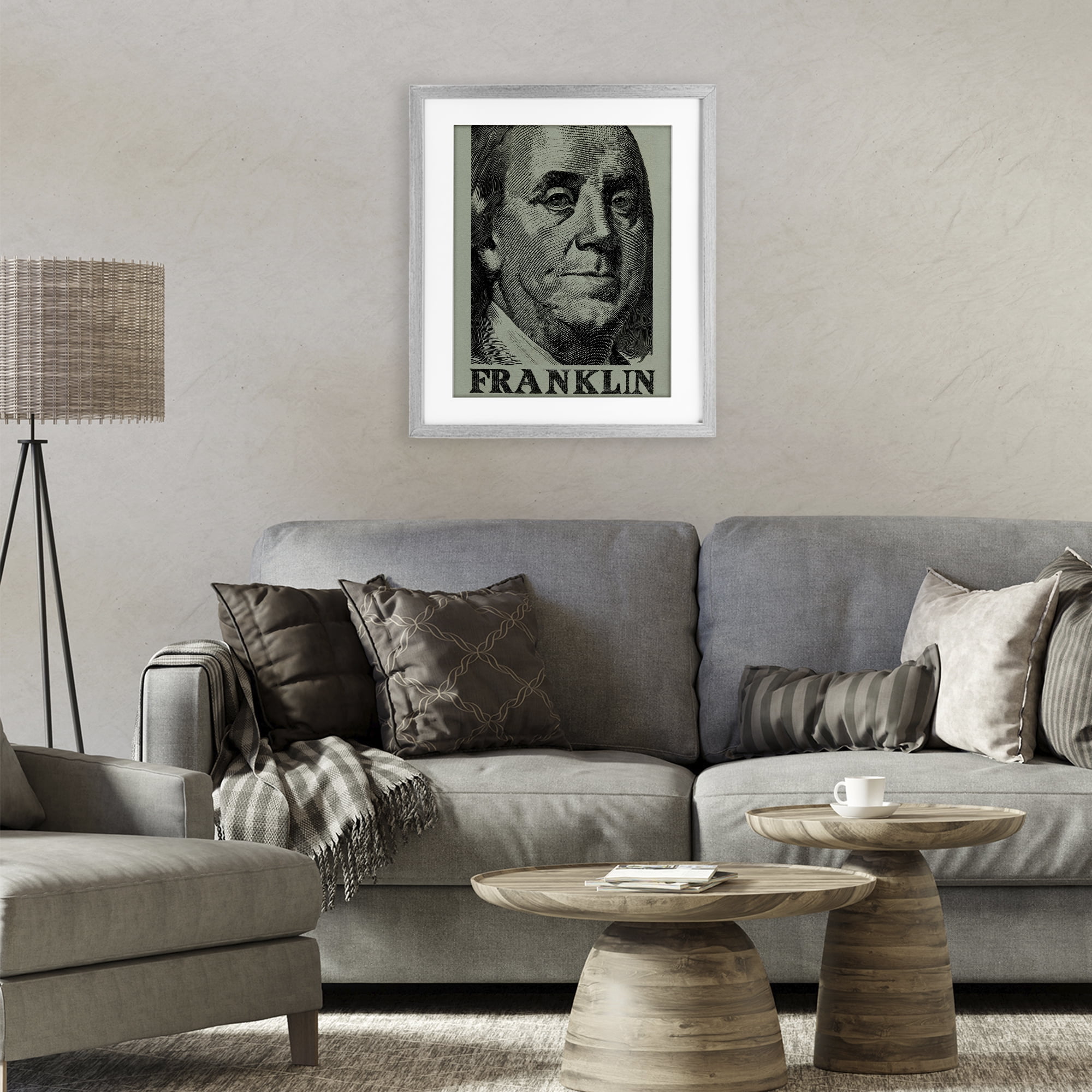 Stupell Industries Franklin's Influence Portrait Gray Framed Print Under Glass, design by Svetlana Aleynikova