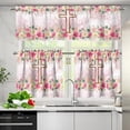 thumbnail image 4 of Cross Floral Kitchen Curtains, Decor for Home Valances for Windows,Kitchen Curtains and Valances Set Fall Decorations for Home Kitchen Window Curtains Over Sink Small Kitchen Curtains, 4 of 5