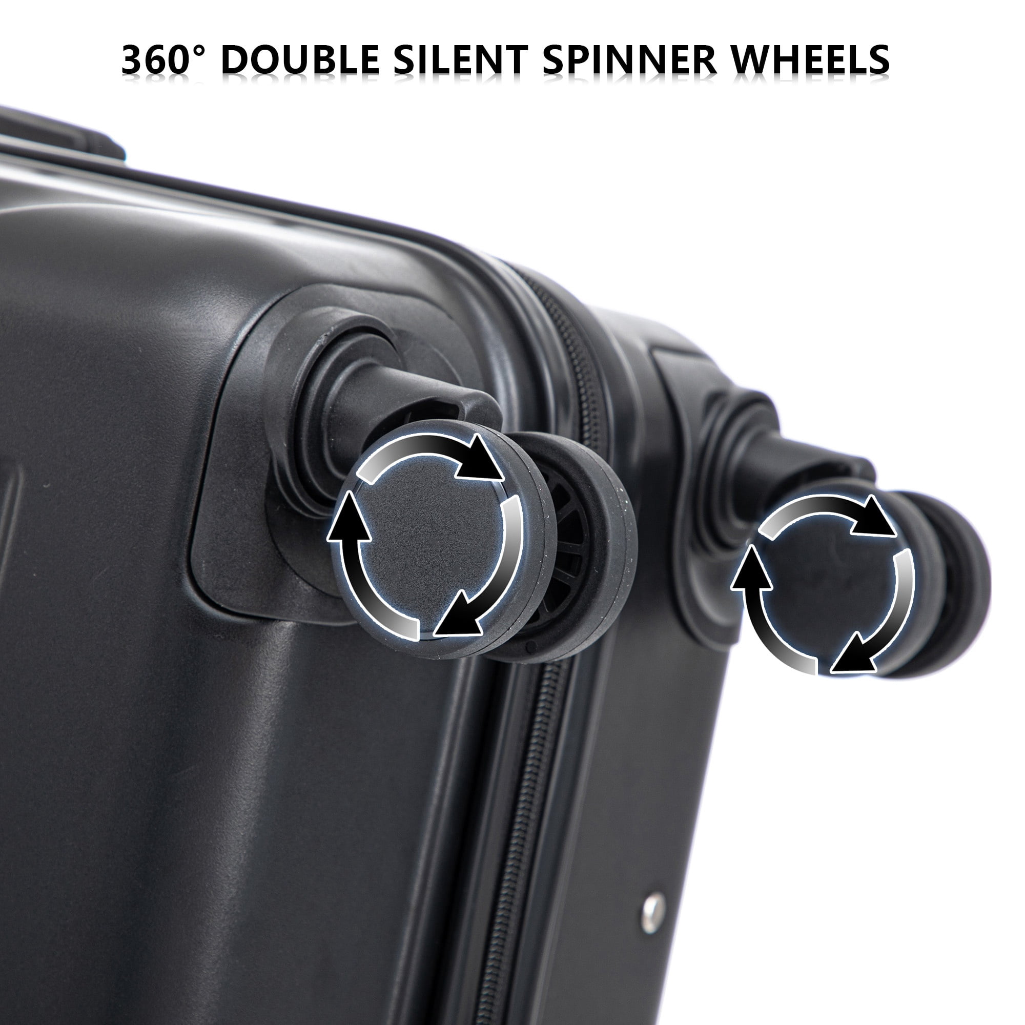 PAPROOS 3 Piece Luggage Set, ABS Carry-on Luggage Set with Spinner Wheels and TSA Lock, Lightweight Hardside Luggage, 20/24/28 Inch Rolling Suitcase Set for Travel Business Trip, Black