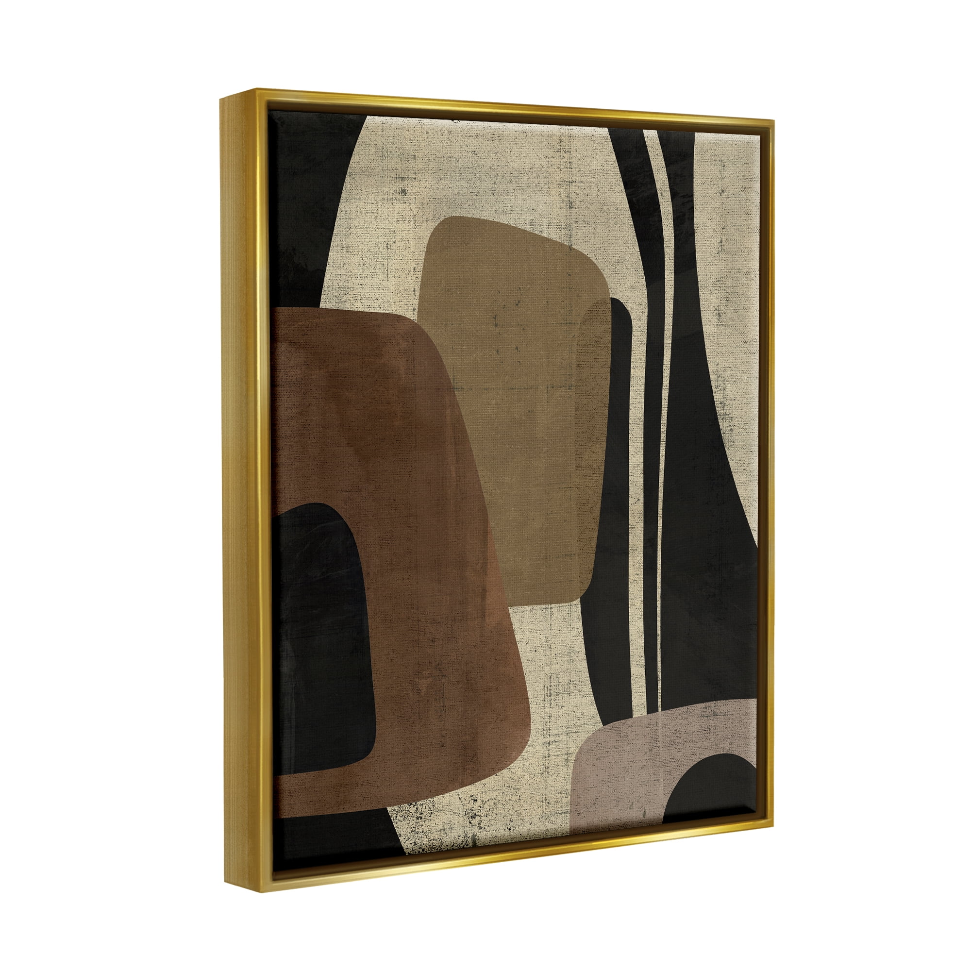 Stupell Industries Brown Retro Abstraction Abstract Painting Gold Floater Framed Canvas Art Print Wall Art, 25 x 31