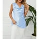 thumbnail image 5 of Top sin mangas para mujer, ropa de moda holgada de Color sólido con cuello libre para compras de viaje, 5 of 8