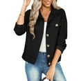 thumbnail image 2 of SAYOO Chaqueta de manga larga para mujer, abrigo ajustado con cuello vuelto y botones de color liso, prendas de vestir exteriores informales de estilo callejero simple SAYOO  S M L XL, 2 of 8