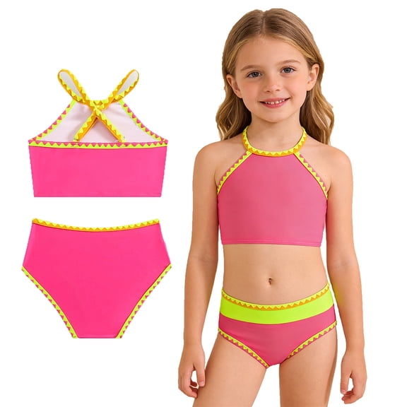 Kids Swimsuit For Girls Girls Swimsuit With Shorts 2 Piece Set Kids Bikini Girls Swimsuits Size 5-6 Years