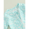 thumbnail image 6 of Bslissey Toddler Baby Girls Rash Guard Romper Swimsuit Floral Print Long Sleeve Ruffles Bikini Infant Cute Zipper Bathing Suit with Swim Cap Summer Swimwear 6M-3T, 6 of 8