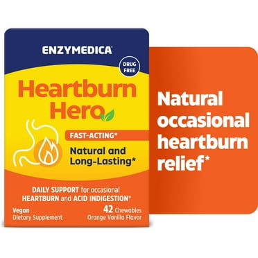 Enzymedica Natural Heartburn Hero Chewable Tablets for Heartburn Relief, 42 Count