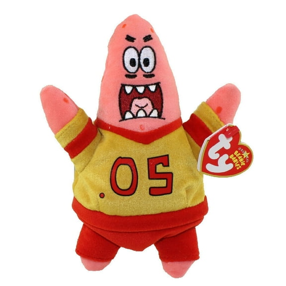 TY Beanie Baby - PATRICK STAR ( FOOTBALL STAR ) (7" Plush)(BONUS ONE RANDOM TY ERASER)
