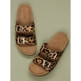 ASWMXR Double Buckle Cork Footbed Slide Sandals