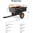 thumbnail image 2 of Heavy Duty 15 Cubic Feet Steel Tow Behind Dump Cart 750Lbs Capacity Garden Trailer, Pull Behind Utility Dump Trailer for Lawn Mower & Yard Work, 2 of 7