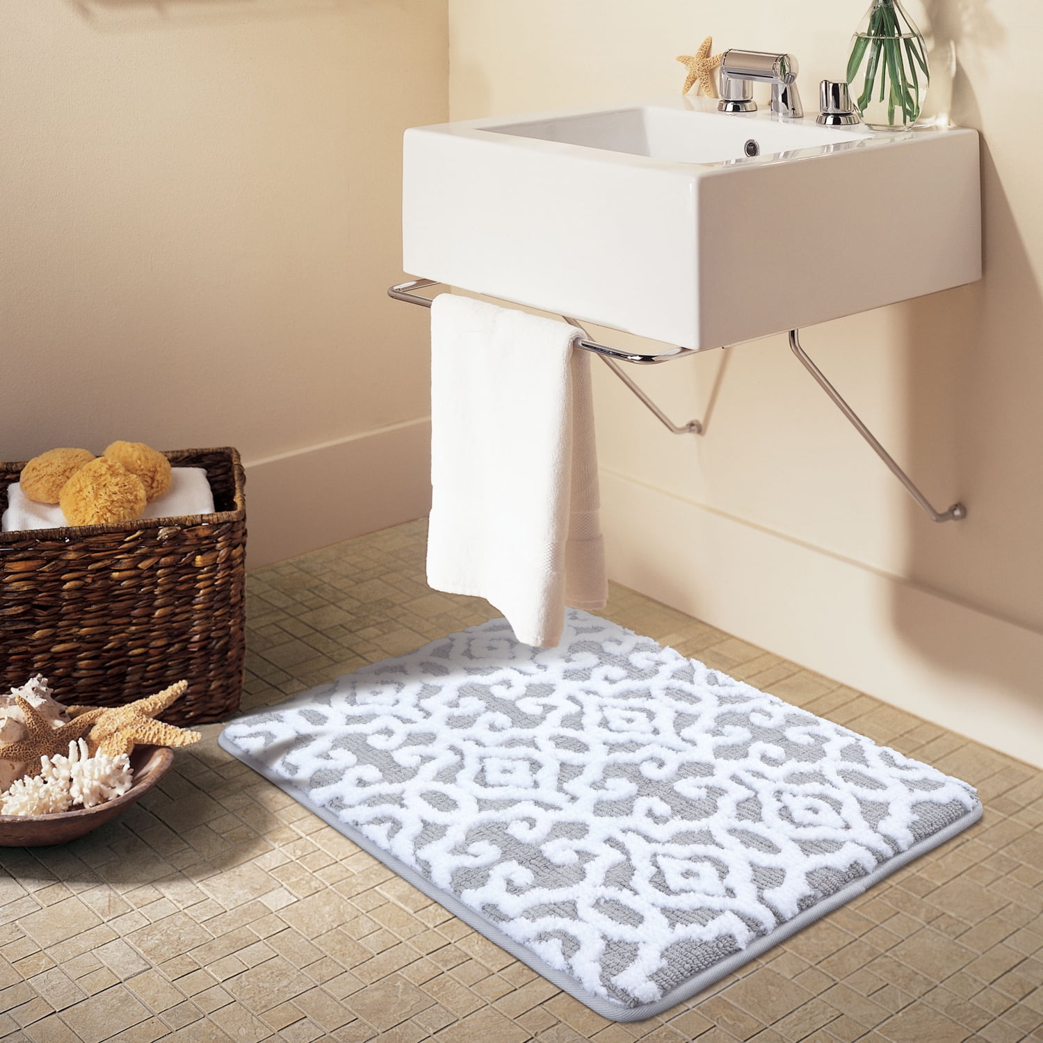 Better Homes Gardens Jacquard Memory Foam Bath Rug 20 X 34