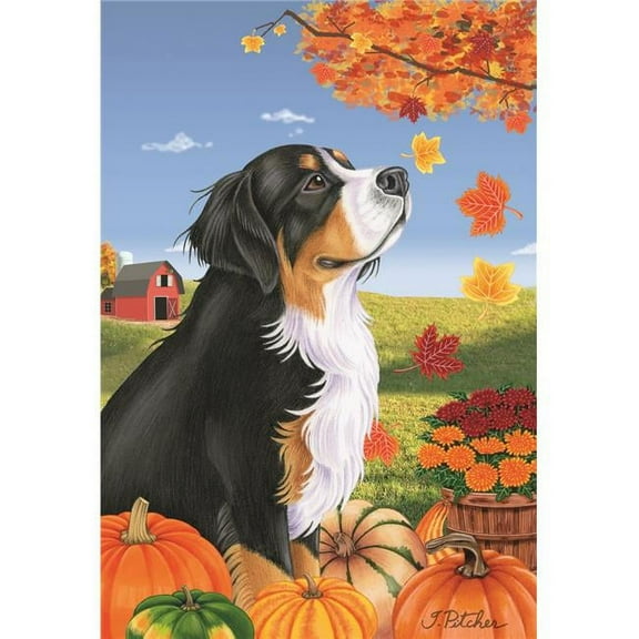 Best of Breed TP67052 Bernese Mountain Dog Autumn Leaves House Flag