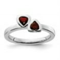 thumbnail image 2 of Auriga Fine Jewelry 925 Sterling Silver Garnet Double Heart Ring Size 10 for Women, 2 of 6